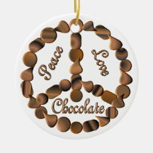 Chocolate Peace Sign Christmas Ornament