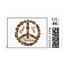 Chocolate Peace Sign Postage Stamps