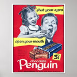 Chocolate Penguin Vintage Ad Print