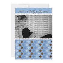 Chocolate Periwinkle Dots Baby Shower Invitation