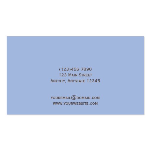 Chocolate Periwinkle Floral Scroll Business Card (back side)