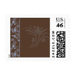 Chocolate Periwinkle Floral Scroll Postage