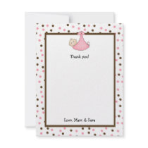 Chocolate & Pink Dot Baby Shower Thank you note Personalized Invite
