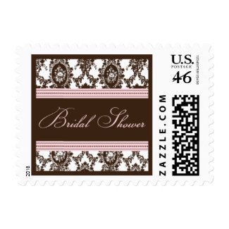 Chocolate & Pink Fancy Bridal Shower-Small Postage stamp