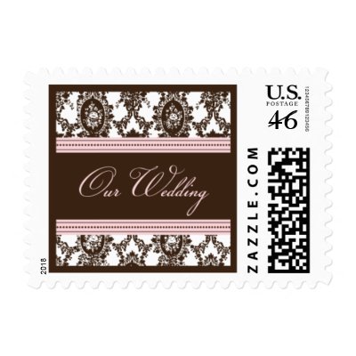 Chocolate & Pink Fancy Our Wedding-Small Postage