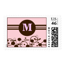 Chocolate & Pink Monogram postage by kandice_krenek Chocolate & Pink Monogram postage