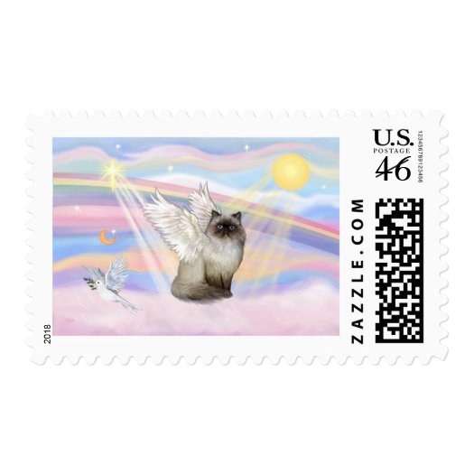 Chocolate Point Himalayan Cat Angel Postage Stamp