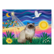 Chocolate Point Himalayan Cat  - Twilight Greeting Cards