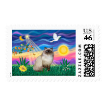 Chocolate Point Himalayan Cat  - Twilight Stamps