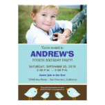 Chocolate Polkadots Boy's Blue Birthday Party Personalized Invite