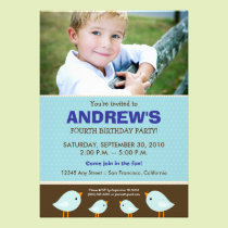 Chocolate Polkadots Boy's Blue Birthday Party invitations