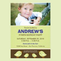 Chocolate Polkadots Boy's Lime Birthday Party invitations