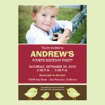 Chocolate Polkadots Boy's Red Birthday Party invitations