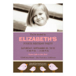 Chocolate Polkadots Girl's Lilac Birthday Party Custom Announcements