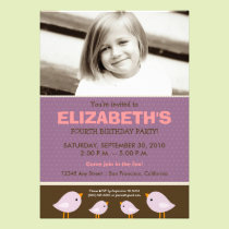 Chocolate Polkadots Girl's Lilac Birthday Party invitations