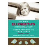 Chocolate Polkadots Girl's Teal Birthday Party Personalized Announcements