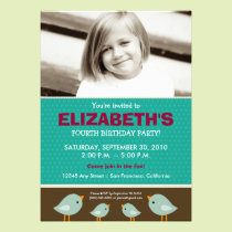 Chocolate Polkadots Girl's Teal Birthday Party invitations