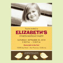 Chocolate Polkadots Girl's Yellow Birthday Party invitations