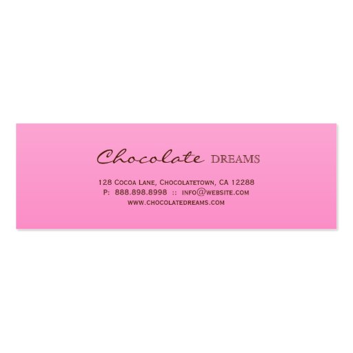 Chocolate Pretzel Bakery Bookmark Price Tag Business Cards (back side)