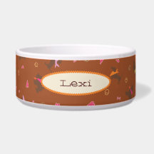 Chocolate Puppy Sprinkles Personalized Dog Food Bowl