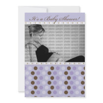Chocolate Purple Dots Baby Shower Invitation