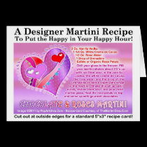 Chocolate Roses Valentine Martini Recipe Card cards