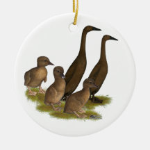 Chocolate Runner Duck Family Christmas Ornaments