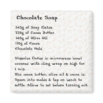 Chocolate Soap Recipe Magnet pink by kidsfunrecipemagnets Chocolate Soap Recipe Magnet pink