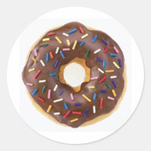 Chocolate Sprinkles Doughnut Round Stickers