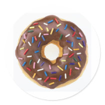 Chocolate Sprinkles Doughnut Round Stickers