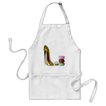Chocolate Stiletto Shoe and French Macaroons Art Apron