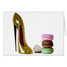 Chocolate Stiletto Shoe and French Macaroons Art Cards