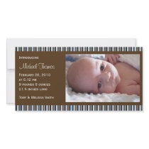 Chocolate Stripes Birth Announcement photo cards by MSquaredDesigns Chocolate Stripes Birth Announcement photo cards