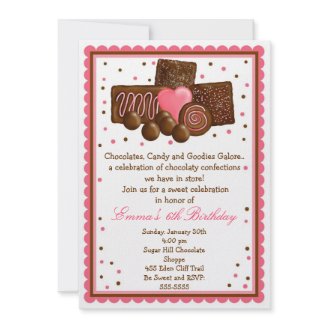 Chocolate Sweet Shop Inivtations Personalized Invite
