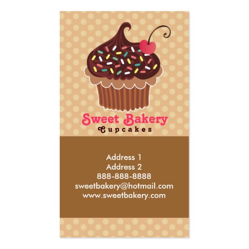Chocolate & Vanilla Cupcake Business Cards (back side)