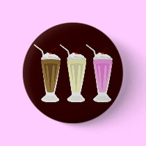 Chocolate, Vanilla, Strawberry Milkshakes buttons