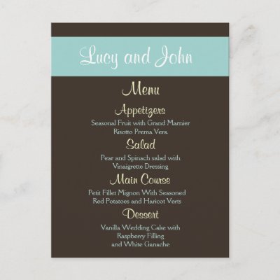 Menu Cards  Wedding on Chocolate Wedding Menu Cards Post Card By Blessedwedding