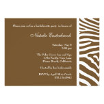Chocolate Zebra Bachelorette Party Invitation