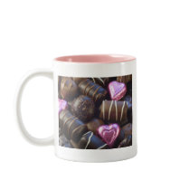 chocolates with pink foil coffee mug