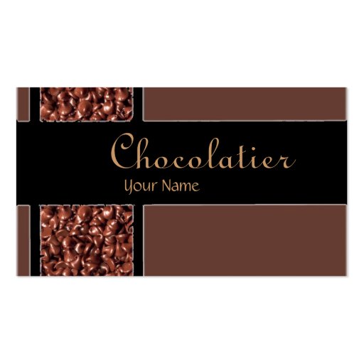 Chocolatier chocolate chips custom business cards (front side)