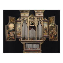 Choir organ with open panels post cards