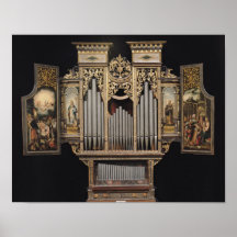 Choir organ with open panels posters