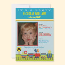 Choo Choo Aqua Child's Birthday Party Invitation invitations