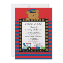 Choo Choo Baby Train Boy Baby Shower Invitation