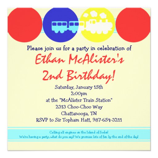 Choo Choo Dots Birthday Party Photo Invitation