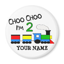 Choo Choo I'm 2!  With TRAIN Fridge Magnets