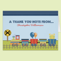 Choo Choo Kids Thank-You Card (blue) cards