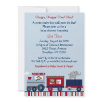 Choo Choo Train Animal Baby Shower Invitations