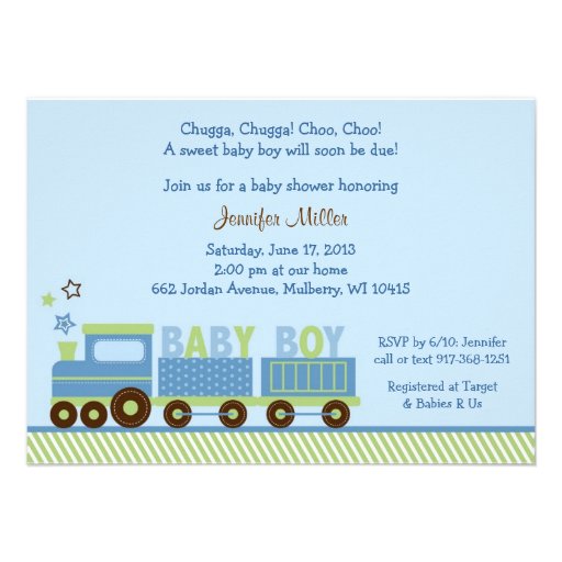 Choo Choo Train Baby Shower Invitations