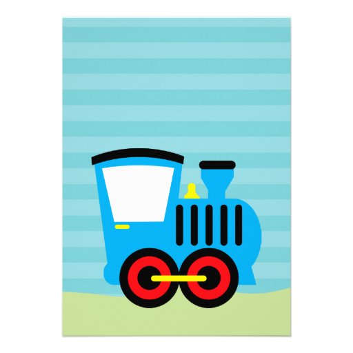 choo choo train birthday boy invitations blue red